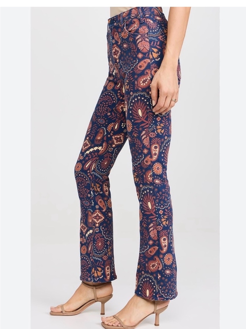 NWT Mother Jeans The Hustler Flood sz28 in Henna Happiness Paisley Stretch